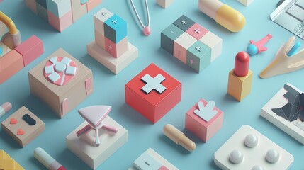 Medical Essentials in a Colorful Still Life