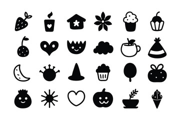 hand drawn icon set of cute decoration in daily basis. simple doodle icon illustration in vector for decorating any design