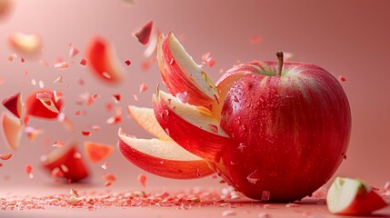 Apple  falls down from above in the advertisement image.