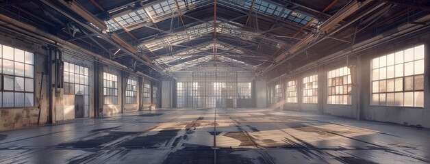 Spacious Industrial Warehouse with Sunlight Streaming In