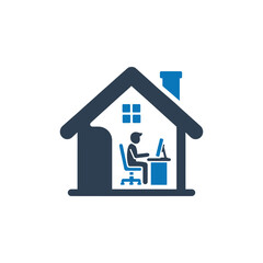 Work from home icon, Home office remote work icon