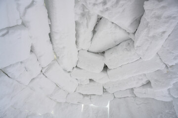 Inside view of the ceiling in the igloo, the traditional shelter of the northern peoples from the...