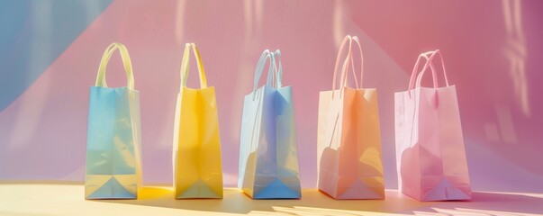 Pastel shopping bags in soft light