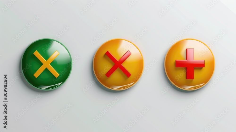 Poster three buttons with different symbols, ideal for web design projects