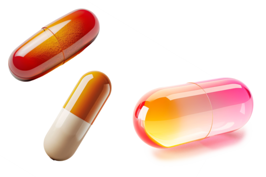 vitamin supplement pills with clean lines and simple shapes on a clean white background.