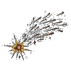 sky star fall hand drawn. kid wish, child happy, dream boy sky star fall vector sketch. isolated color illustration