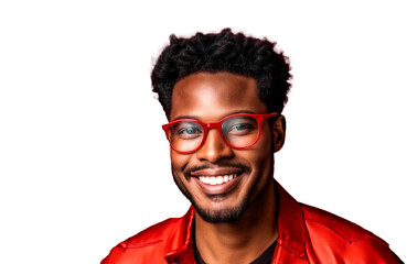 Fototapeta premium A man with a red glasses wearing a red shirt