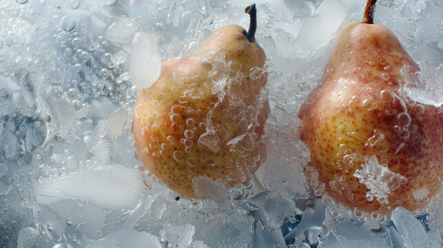 Fresh texture of frozen frozen pear pieces.