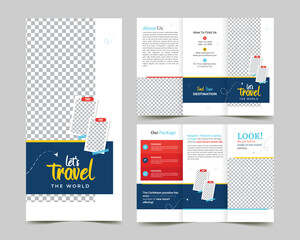 travel trifold brochure template with creative premium layout