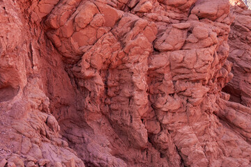 close-up of red rock formation in Jujuy, Argentina