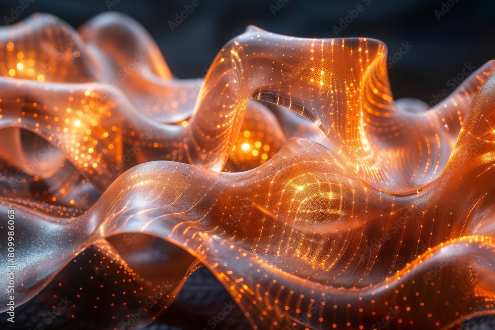 Aufkleber the image displays a mesmerizing orange-lit digital wave pattern, symbolizing modern technology and 