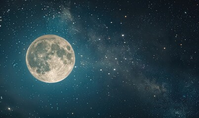 Obraz premium Starry night sky with a full moon