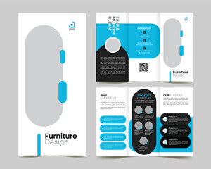 minimal furniture interior trifold brochure template design