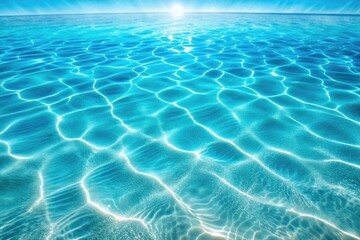 Surface of water in the pool with sun and blue sky background