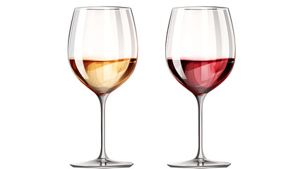 two glasses of red wine isolated on white background