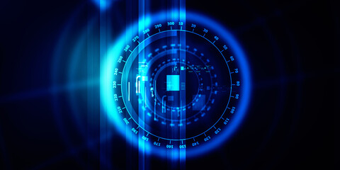 2d illustration Abstract futuristic electronic circuit technology background