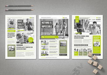 Black and White Flyer for Agency or Corporate with Electric Green Elements