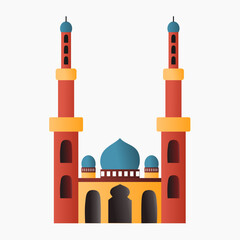 illustration of a mosque in white background
