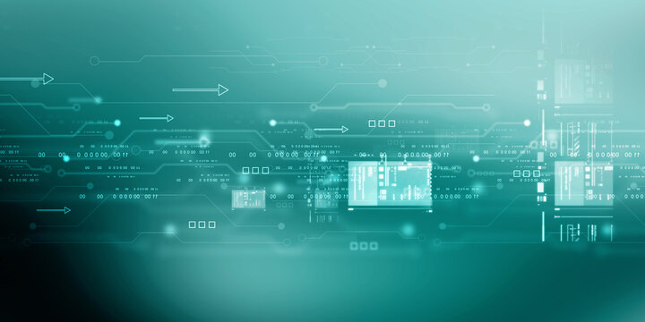 2d illustration Abstract futuristic electronic circuit technology background