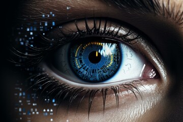 Automated Technology digital eye. Screen visual data. Generate Ai