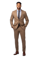 African american man dressed in office suit isolated on transparent background