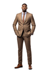 African american man dressed in office suit isolated on transparent background