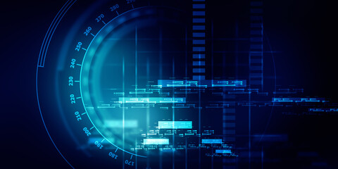 2d illustration Abstract futuristic electronic circuit technology background