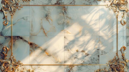   A golden frame against a marble wall, with a human shadow centered in it Another human shadow, likewise, resides at the frame's heart