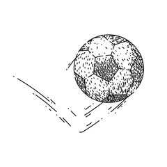 black soccer ball hand drawn. game equipment, leather round, symbol hexagon black soccer ball vector sketch. isolated black illustration