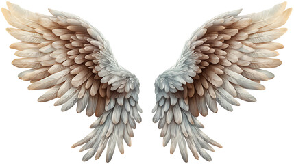 Beautiful white angel wings isolated on transparent background