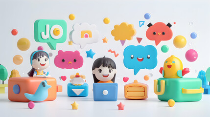 3D cute icon as Multilingual Communication Training concept as A company offers multilingual communication training to improve teamwork and customer service across different langua