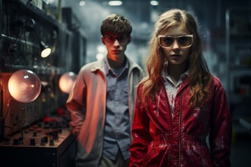 Teenagers experiment. Laboratory class study. Generate Ai