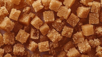   A heap of brown sugar cubes atop a white counter, accompanied by another heap nearby