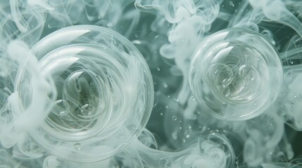   A tight shot of water bubbles in a pool, clusters of bubbles occupying image center