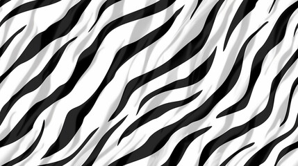 Closeup of rippled black and white zebra flag, seamless loop. 3D rendering