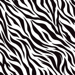 Zebra seamless pattern. Black and white animal print. Vector illustration.