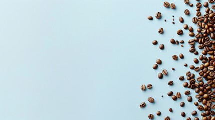   Blue background with 'Coffee' title on left side, displaying a mound of coffee beans ..Or,..Coffee title