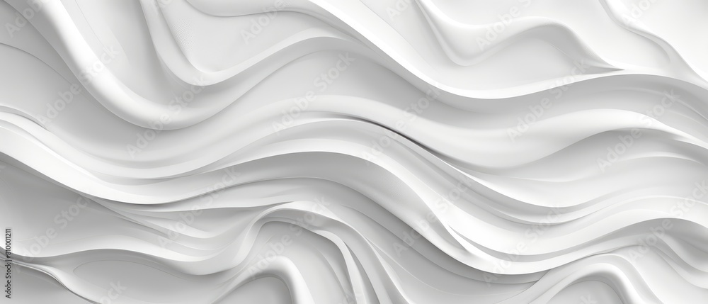 Poster sleek, monochrome white waves create a seamless texture pattern for design projects.