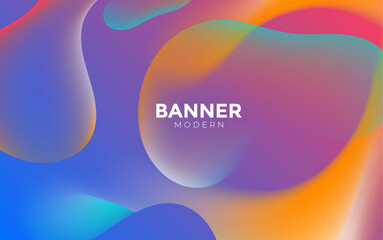 Abstract background with colorful shapes. Gradient orange and pink liquid wavy shapes, Purple and blue liquid, abstract background with bubbles