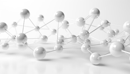 Network connection structure with white spheres on light background. Medical backdrop. Technology wallpaper