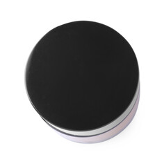 Jar of body care cream isolated on white, top view