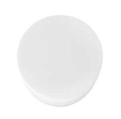 Jar of body care cream isolated on white, top view