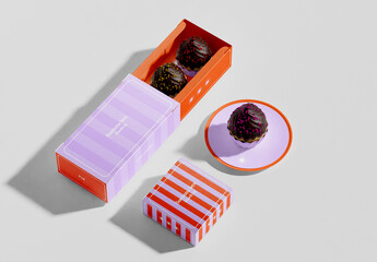 Pastry Boxes Packaging Mockup	

