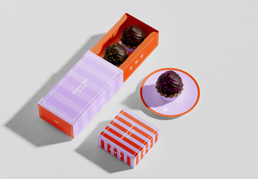 Pastry Boxes Packaging Mockup	