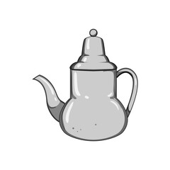 turkish arabic tea pot cartoon. saudi food, kuwait oman, mug traditional turkish arabic tea pot sign. isolated symbol vector illustration