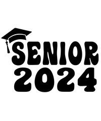 Graduation senior 2024 typography clip art design on plain white transparent isolated background for card, shirt, hoodie, sweatshirt, apparel, tag, mug, icon, poster or badge