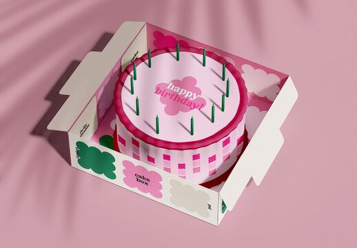 Open Cake Box Packaging Mockup 
