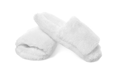 Pair of soft slippers isolated on white