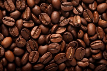 Obraz premium Texture coffee beans banner grain. Arabica breakfast. Generate Ai