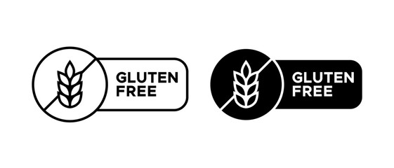 Gluten free icon vector set. No gluten emblem for product